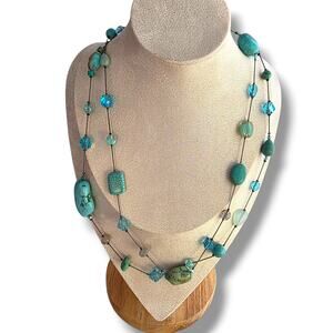 Vintage Dabby Reid Turquoise Beaded 45” Long Necklace Jewelry Signed